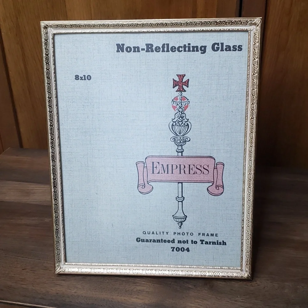 Vintage Antique Empress Embossed Gold 8x10 Standing Picture Frame
